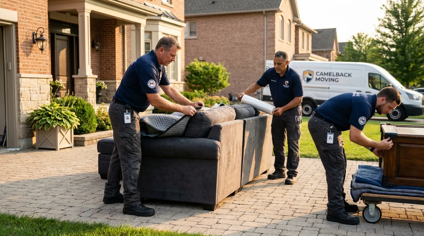 Large estate moving crew wrapping furniture in Spur, TX